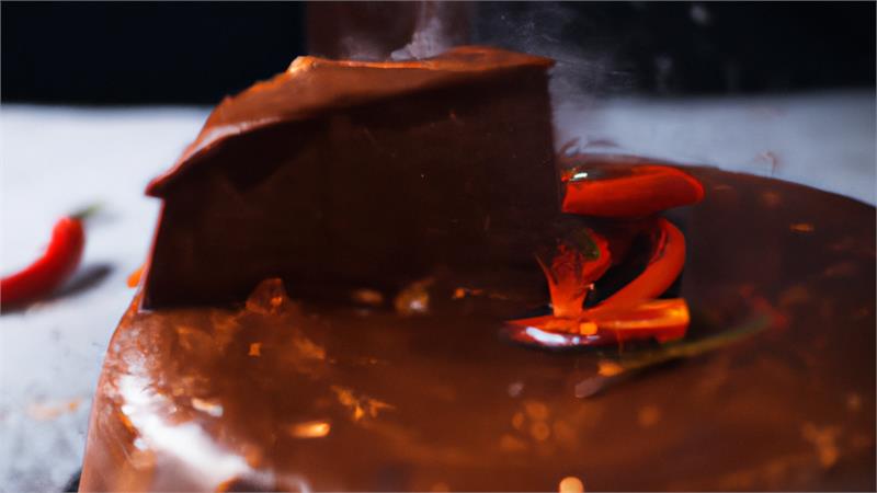 עוגת שוקולד מקסיקנית לוהטת וחריפה עם תבלין קאיין. עוגת שוקולד קאיין