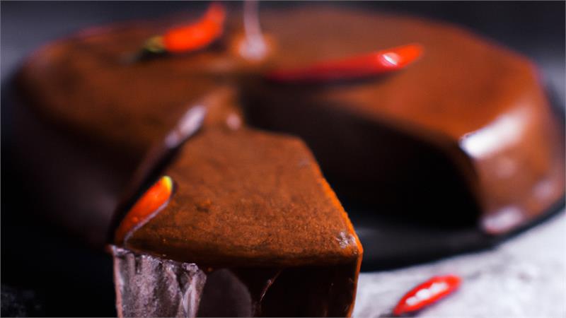 עוגת שוקולד מקסיקנית לוהטת וחריפה עם תבלין קאיין. עוגת שוקולד קאיין