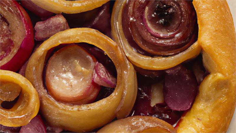 טארט טאטן בצלים סגולים מקורמלים בתנור