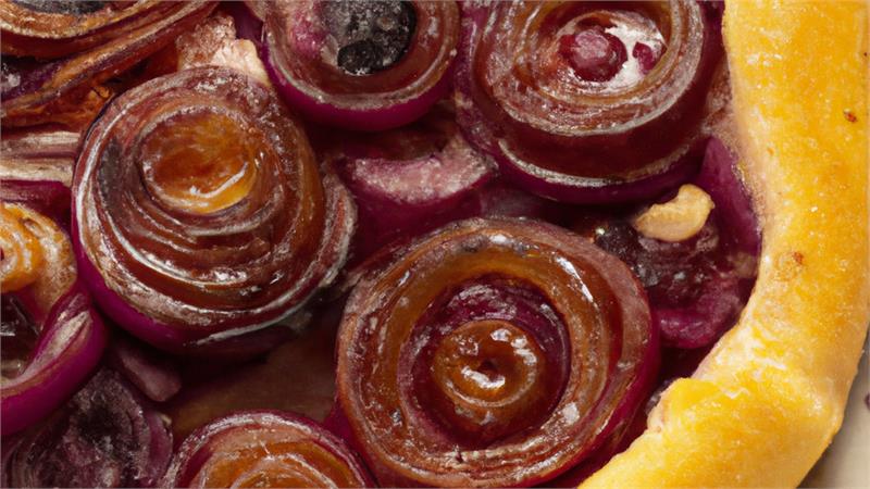 טארט טאטן בצלים סגולים מקורמלים בתנור