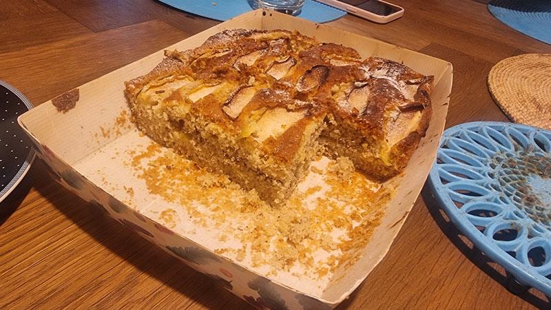 עוגת תפוחים הכי קלה להכנה בתבנית מרובעת 