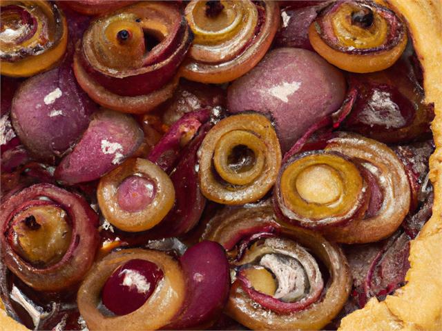 טארט טאטן בצלים סגולים מקורמלים בתנור