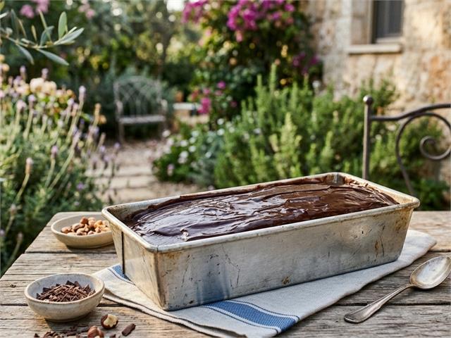 ציפוי שוקולד מבריק לעוגת פס